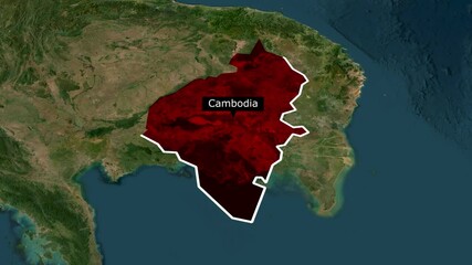 Country Cambodia on World Map