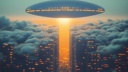 ufo alien over the city