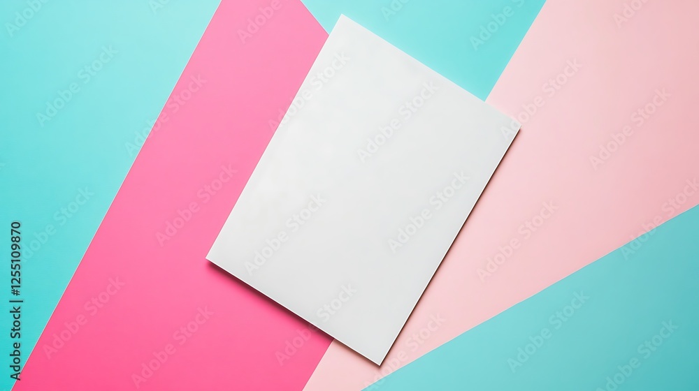 Poster blank paper document on colorful background