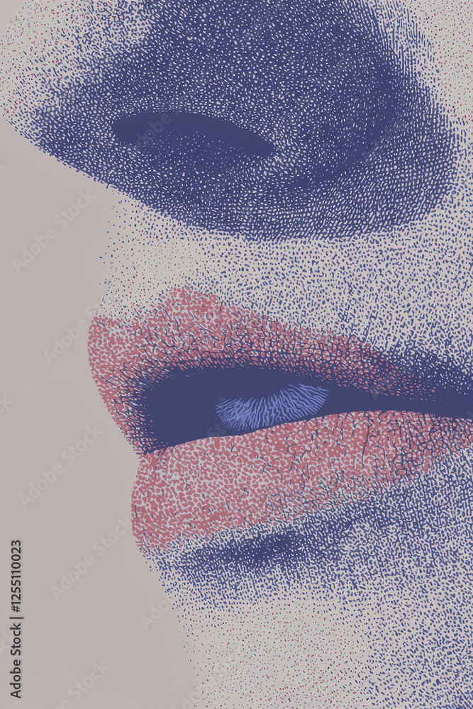 Poster exploring the intricacies of facial features: a captivating artistic representation of lips and expr