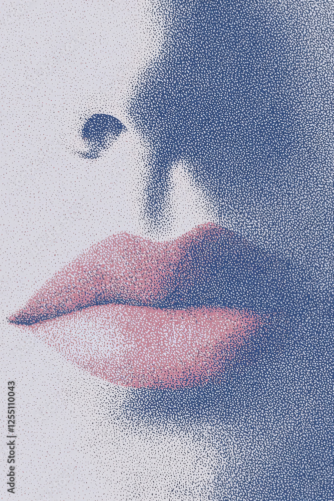Poster a stunning abstract representation of lips: exploring emotion and intricacy in modern art through co