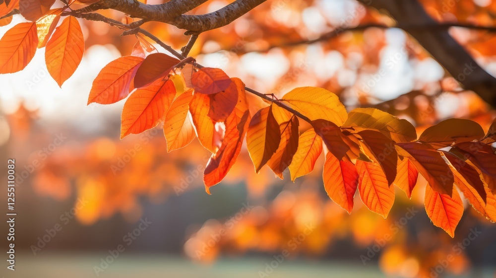 Wall mural tree orange fall leaves