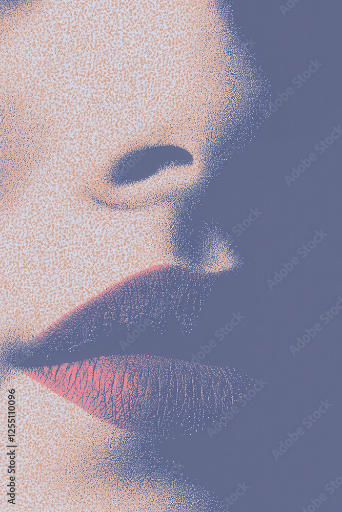 Poster exploring the subtle beauty of human expression through abstract artistic representation of a face i