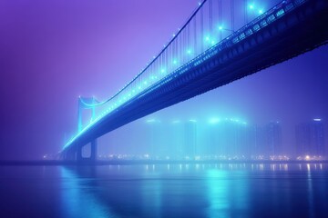 Fototapeta premium Ethereal Night View of a Bridge Illuminated by Vibrant Lights