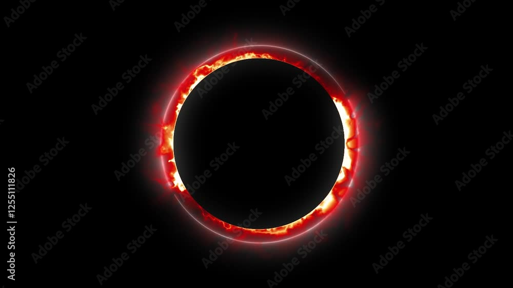 Aufkleber red neon circular glowing spiral ring effect with loop animation and sphere border