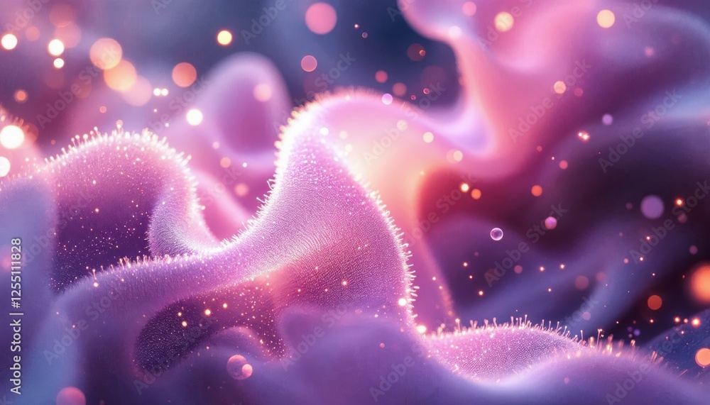 Poster luminous purple abstraction with soft textures and sparkling light effects