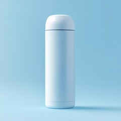 White thermos bottle on blue background (2)