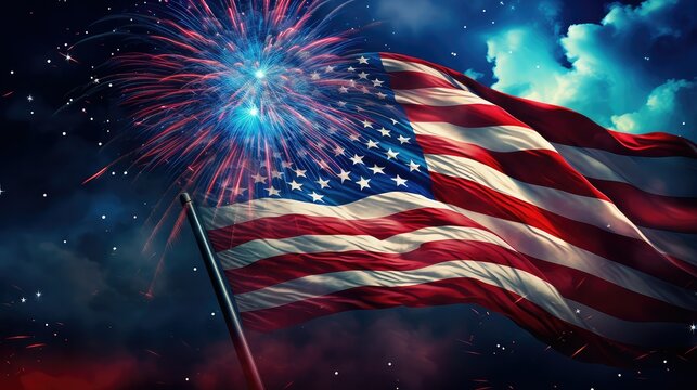 independence american flag fire works