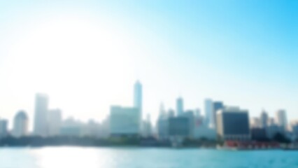 Fototapeta premium arafed view of a city skyline with a body of water,