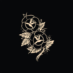 black rose tattoo vector design