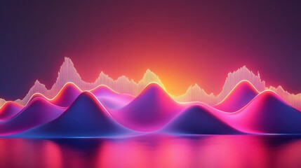 Financial graph with glowing trend lines and gradient background