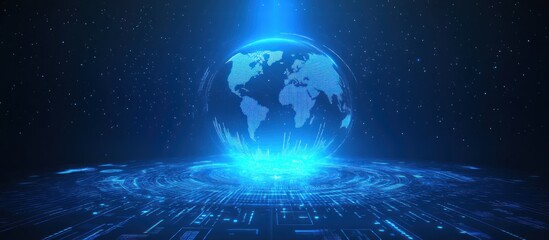 Obraz premium Global Network: Digital Earth Hologram
