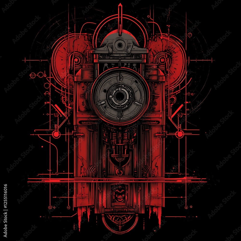Poster abstract steampunk clock tower design for apparel
