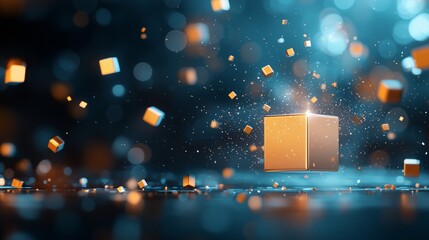 Dynamic cube animation abstract digital space 3d graphic vivid background wide angle conceptual visuals for technology and creativity