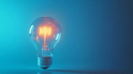 Illuminating Ideas: A Glowing Lightbulb on a Blue Background
