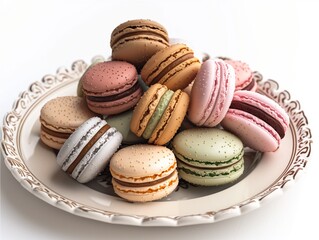Colorful macarons on a wooden table with a variety of sweet flavors