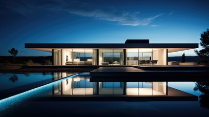 Fototapeta premium contemporary modern house night