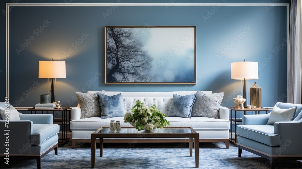 Wall mural room interior design blue