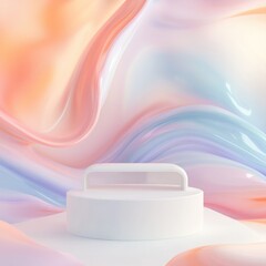Pastel Swirl Background, White Product Display Stand