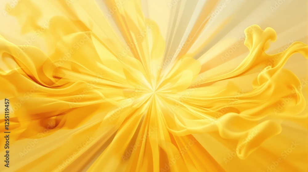 Poster vibrant yellow abstract art with dynamic flowing patterns
