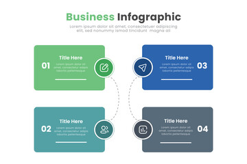 Modern business infographic design template with icons and 4 options. Can be used for process diagram, presentations, workflow layout, banner, flow chart.