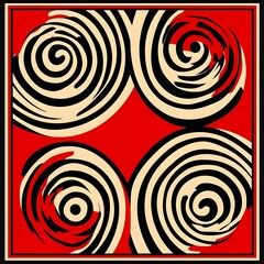 Naklejka premium Abstract swirls, red background, graphic design, print, fashion