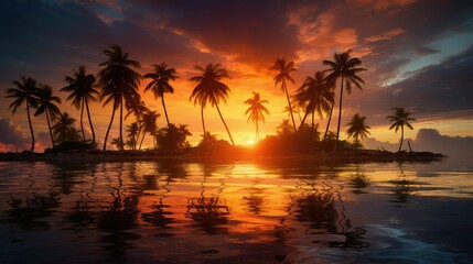 Obraz premium oasis palm tree island