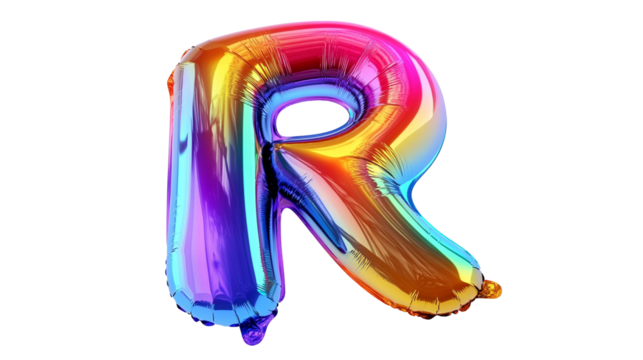 Vibrant Rainbow Balloon Letter 'R' – Perfect for Parties and Decorations
