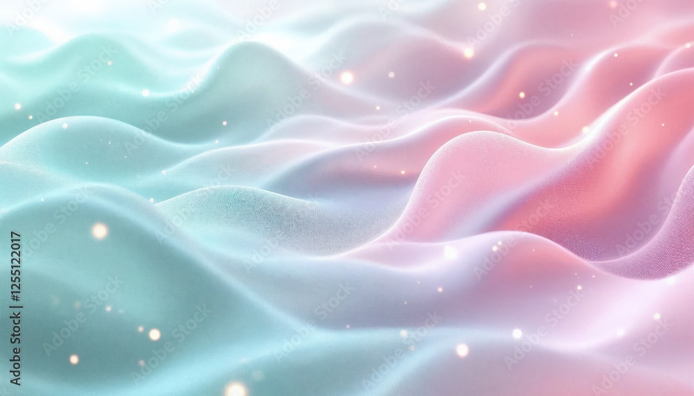 Poster pastel aurora, dreamy waves of color with ethereal glowing particle effect
