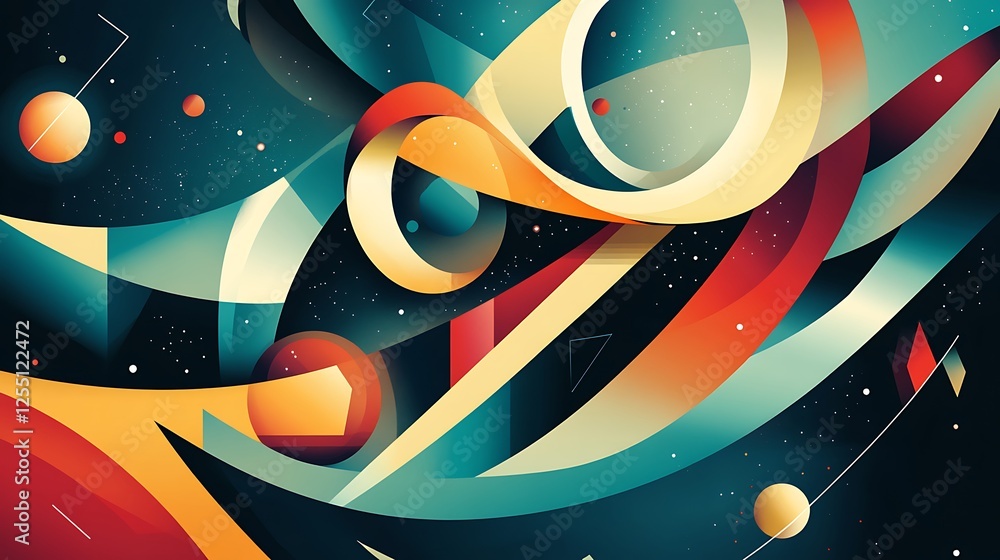 Aufkleber Abstract Space Art; Colorful shapes; swirling design; background;  digital art; possible use stock photo