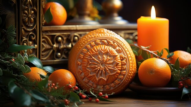 mantelpiece orange pomander
