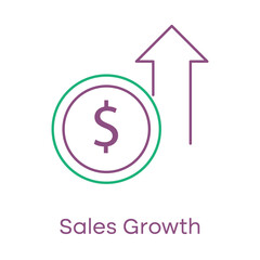 Sales Growth Icon – Upward Arrow with a Dollar Sign, Representing Revenue Increase