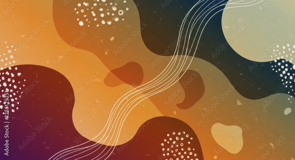Poster abstract earthy tones with fluid shapes and subtle dotted patterns