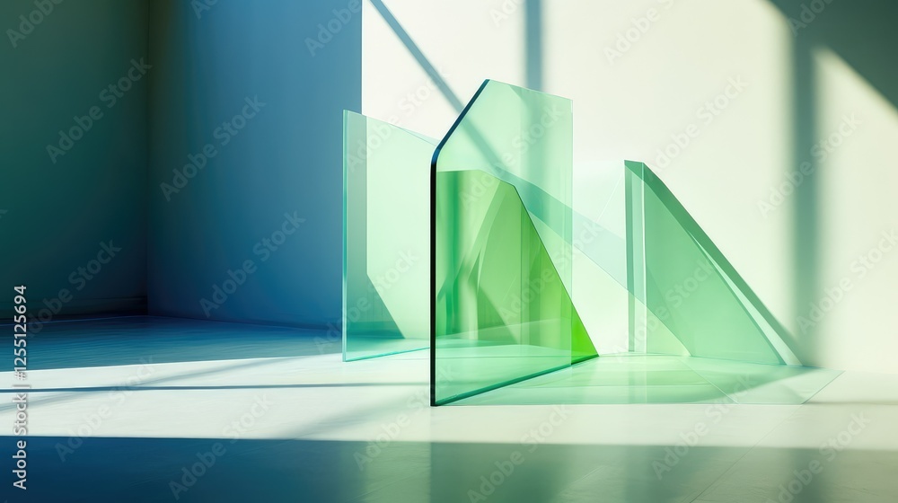 Poster translucent green and blue abstract