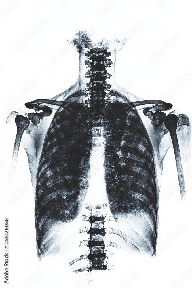 Poster exploring human anatomy: an artistic representation of a chest x-ray to enhance understanding of int