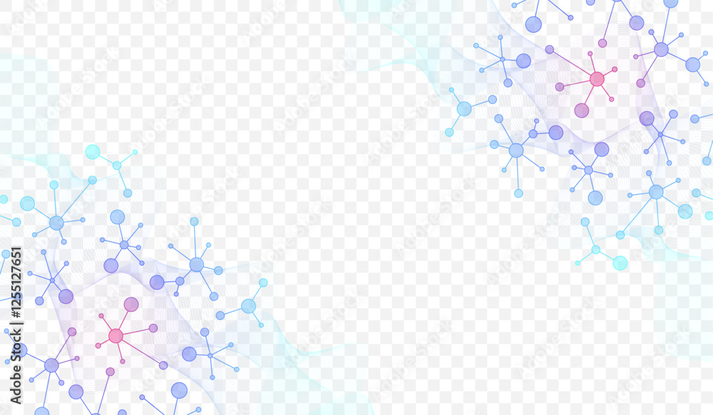 Poster Molecular abstract structure background. Scientific vector illustration with molecule DNA. Medical, science and technology concept for banner template or header