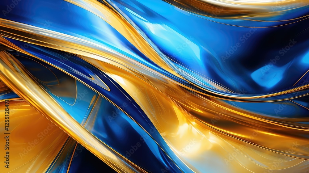 Canvas Prints shimmer blue  gold abstract