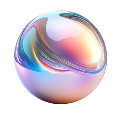 A luminous, iridescent orb showcasing vibrant colors and smooth, reflective surfaces.
