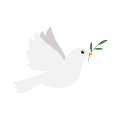 Fototapeta premium Dove with olive branch illustration