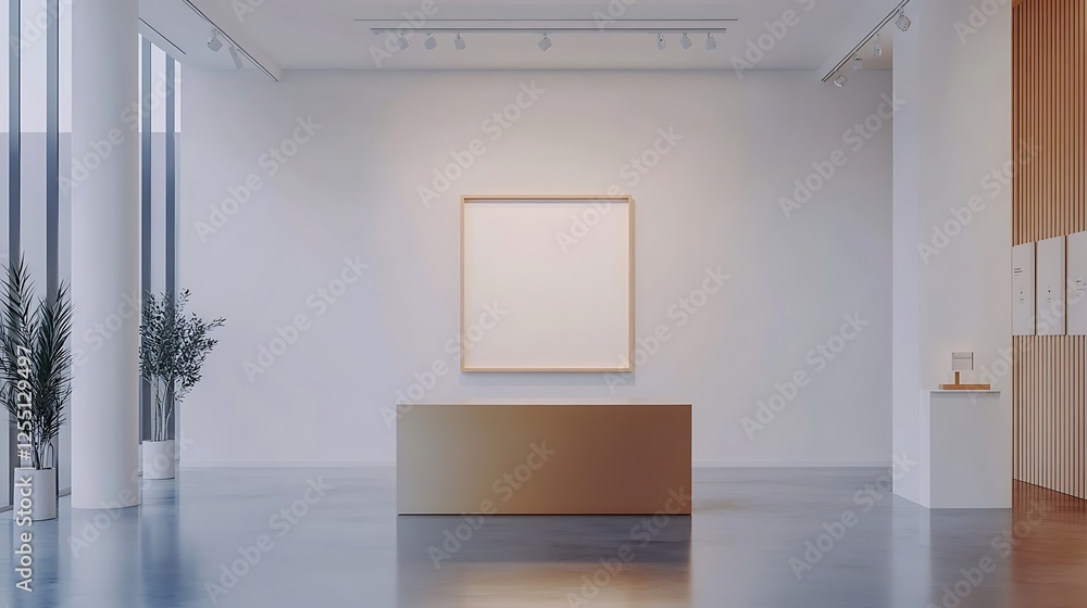 Poster empty modern gallery space with blank art frame