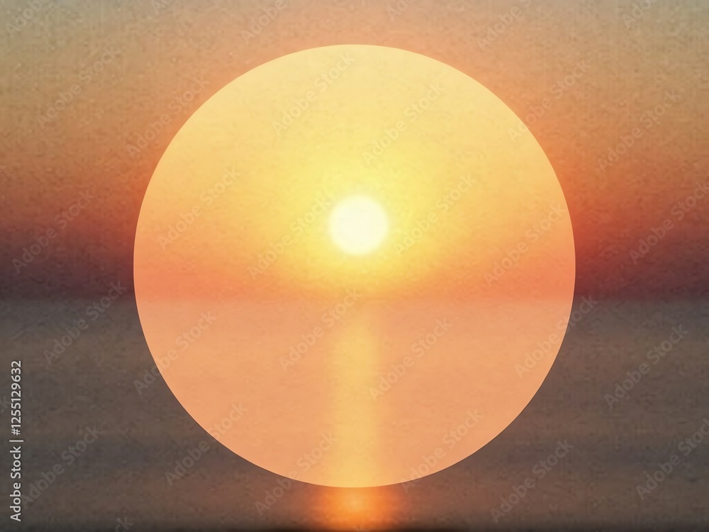 Poster a soft-focus background of a sunset with a round frame in the center, allowing space for text or a l