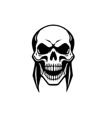 Illustration of a scary skull, halloween, evil, death, bones, skeleton, horror, dark, spooky, creepy, sinister, macabre, gothic, eerie, night, shadow, fear, terror, monster, ghost, phantom, demon