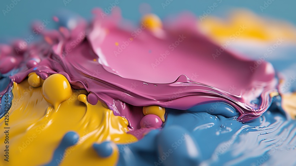 Aufkleber abstract close up view of vibrant colors colliding and interacting, creating a dynamic, paint like t