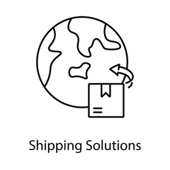 Shipping Solutions Icon – Globe with an Arrow Around a Package, Representing Global Logistics