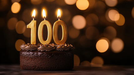 Centennial Celebration Cake with Golden Candles