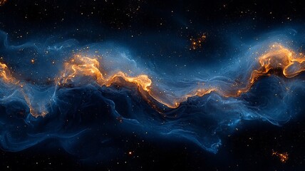 Fototapeta premium Stunning cosmic nebula with swirling blue and orange gases, capturing the beauty of the universe in a mesmerizing celestial scene.