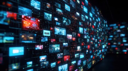 Fototapeta premium Digital Image Wall Futuristic Technology