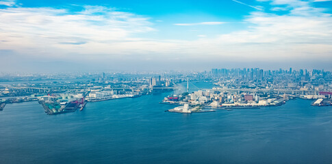 Osaka Bay Urban Cityscape at afternoon summer