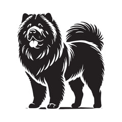 Unique Chow Chow silhouette showcasing its iconic mane - Chow Chow illustration - minimal Chow Chow vector - dog silhouette
