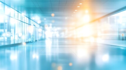 Blurred Blue Hospital Background with Empty Space for Text